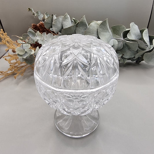 Vintage crystal lidded bonbon candy dish