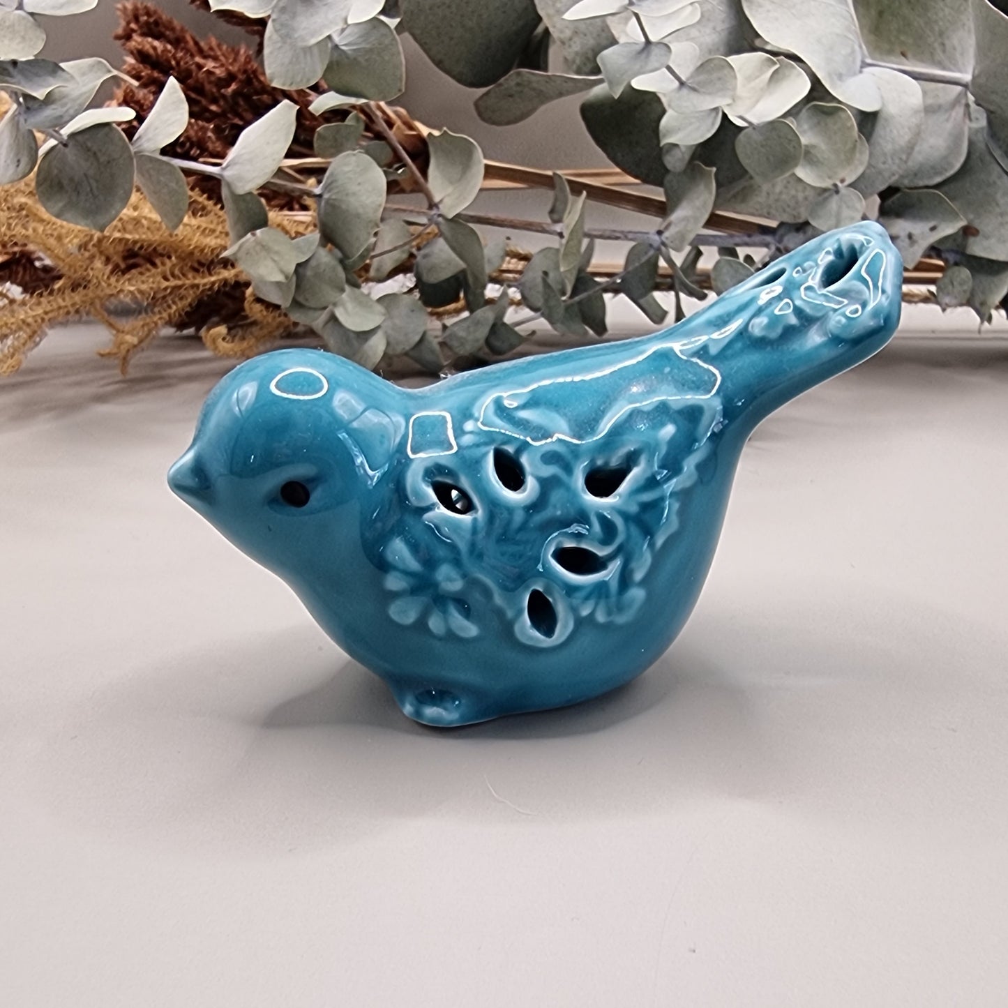 Blue ceramic bird