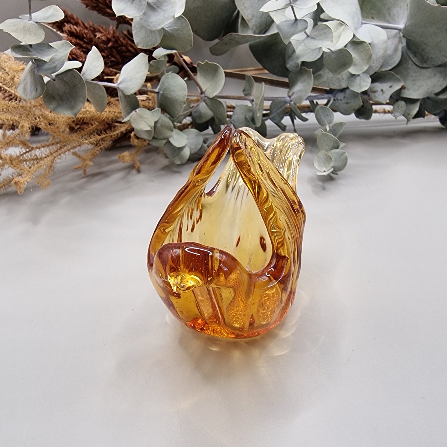 Vintage gold blown glass bird bowl