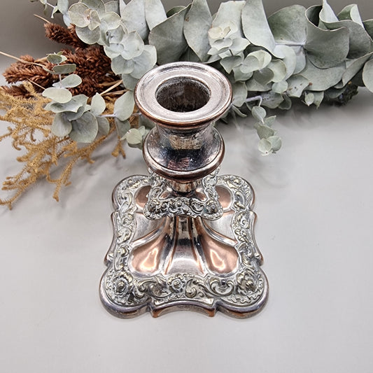 Vintage silver plated ornate candle stick holder