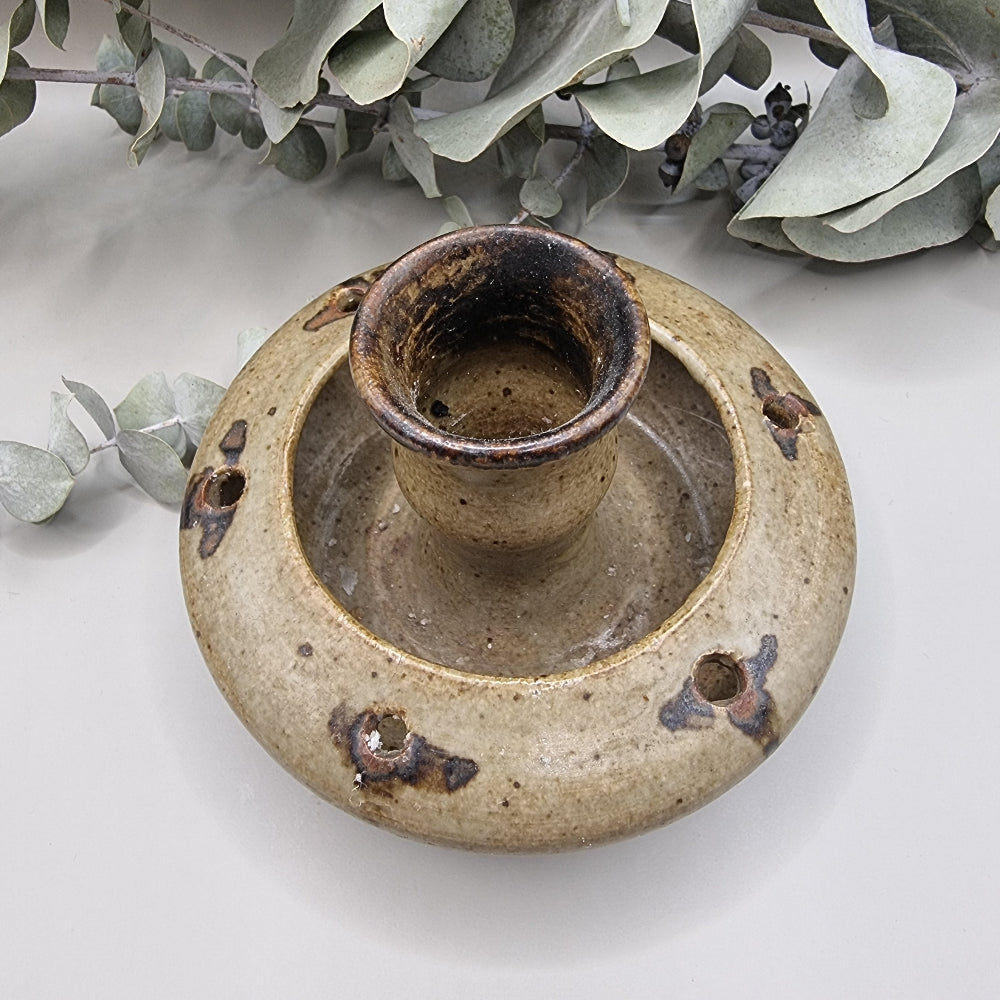 Ceramic candle holder earth tones