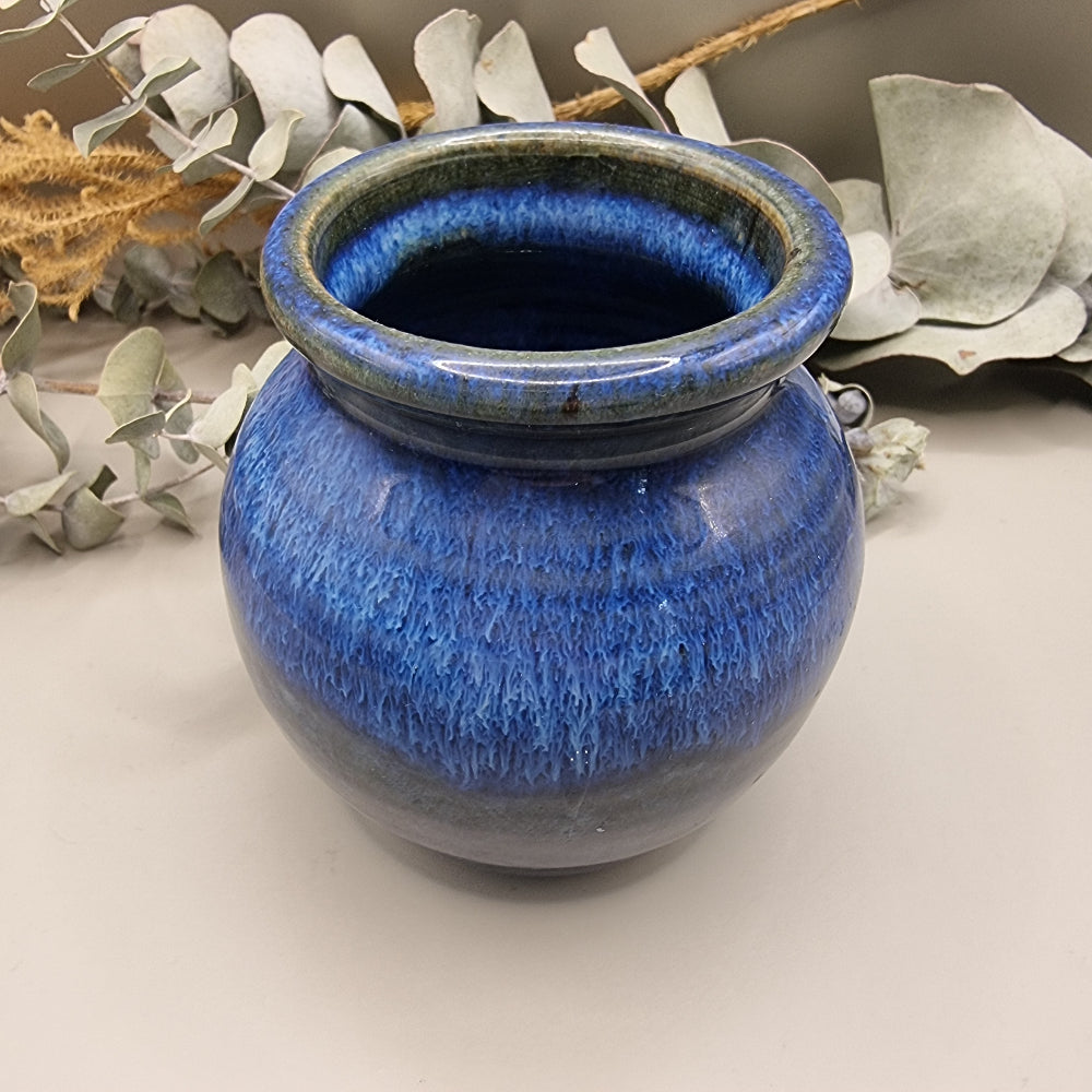 Small blue glaze ceramic pot