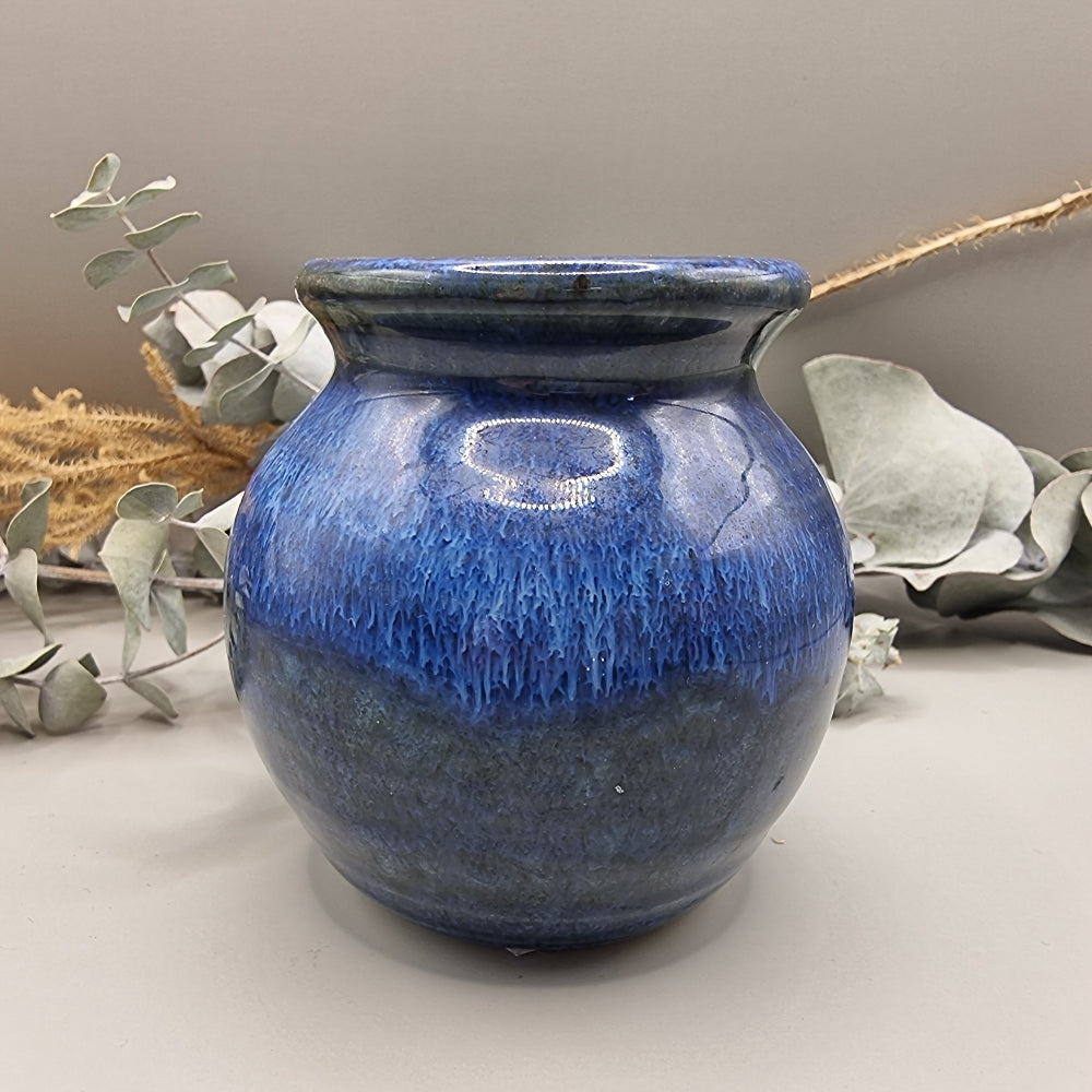 Small blue glaze ceramic pot