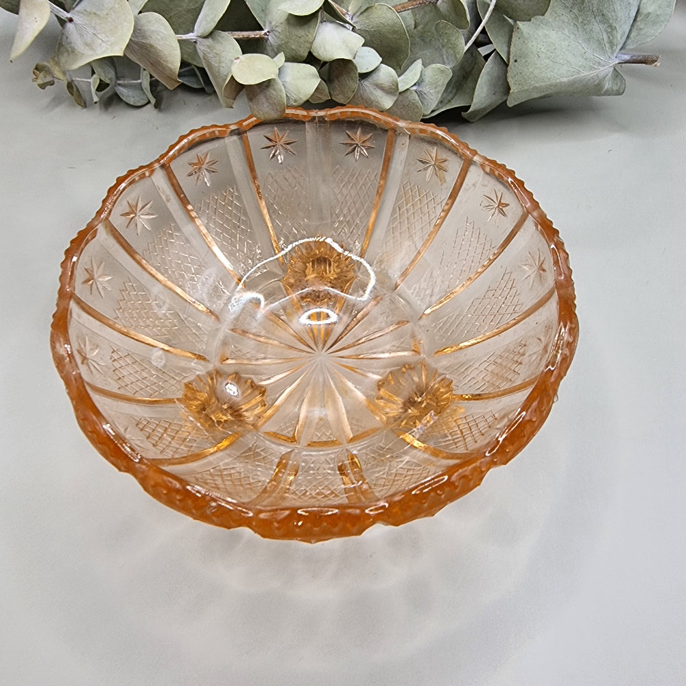 Vintage moulded pink glass dish