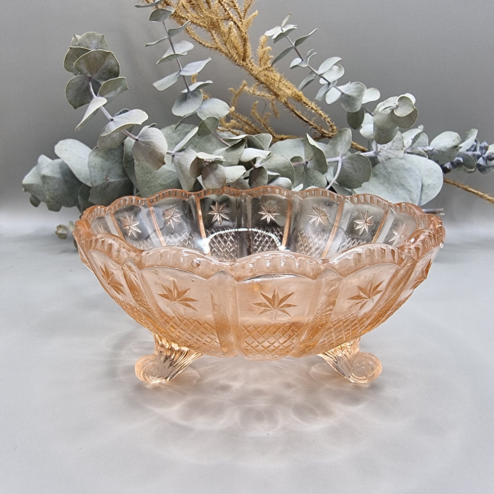 Vintage moulded pink glass dish