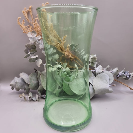Large green glass vase