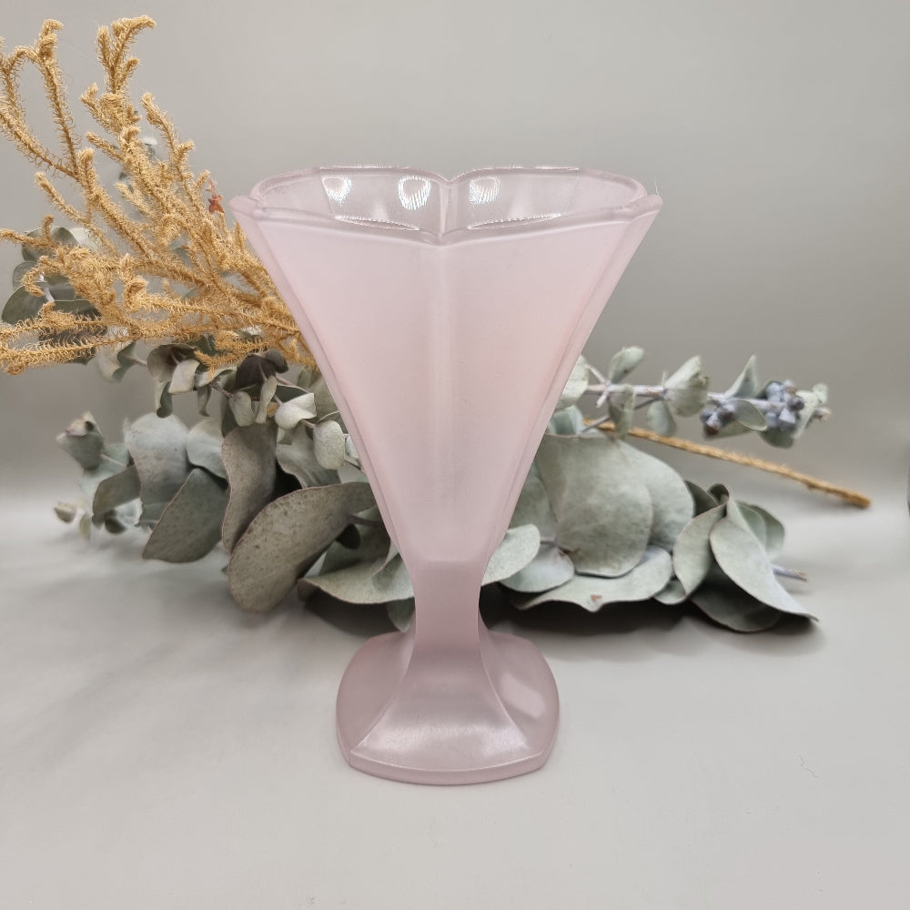 Frosted pink luminarc glass sundae dish or vase
