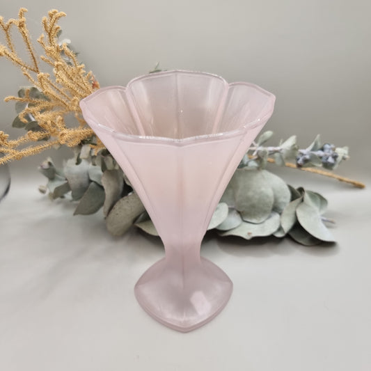 Frosted pink luminarc glass sundae dish or vase