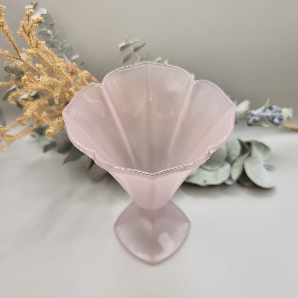 Frosted pink luminarc glass sundae dish or vase