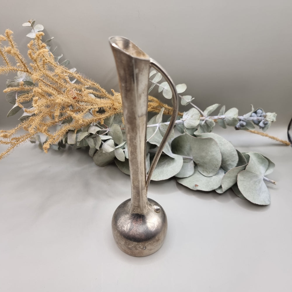 Vintage silver-plated tall jug with bulb base and slender neck