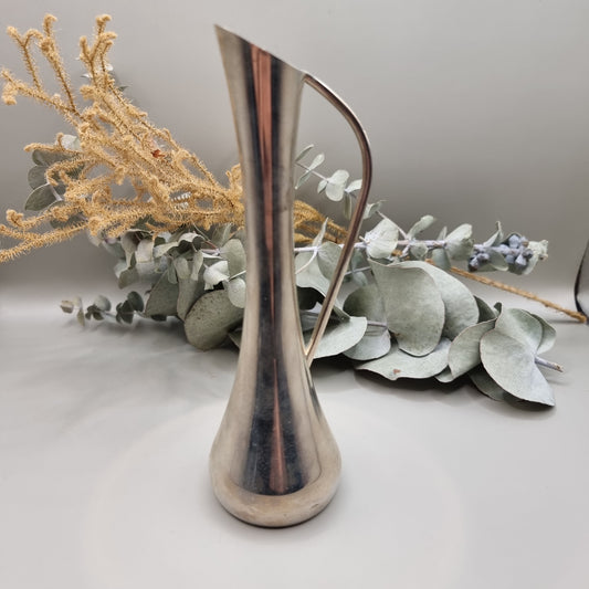 Vintage silver-plated modernist jug vase with slim curved handle
