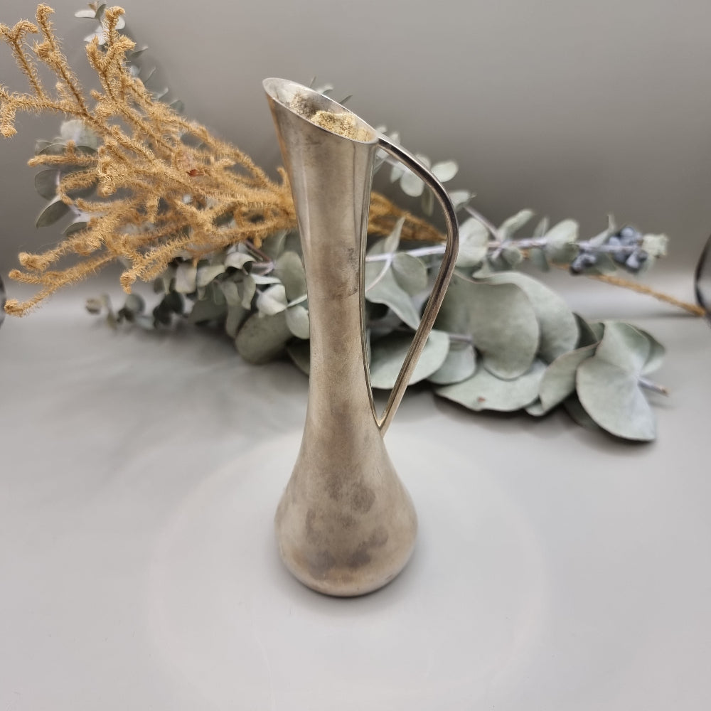 Vintage silver-plated modernist jug vase with slim curved handle