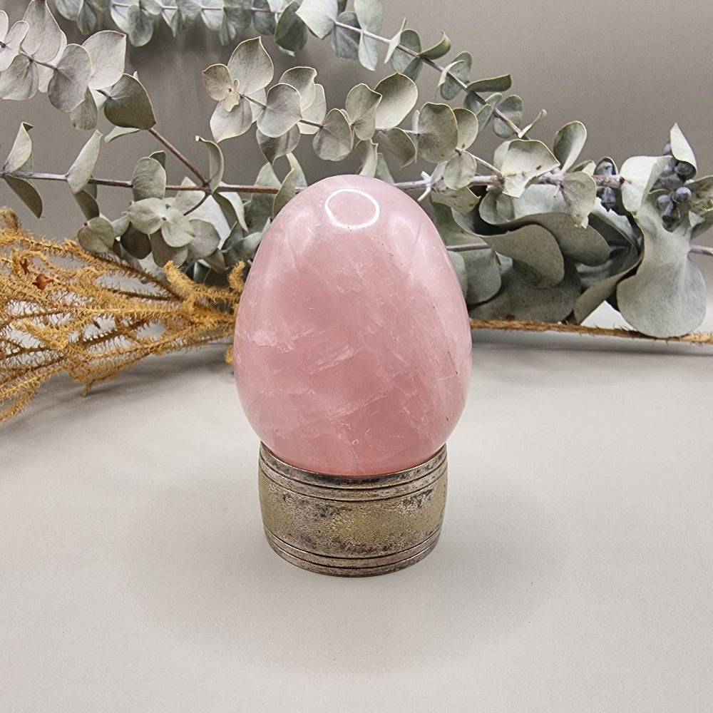 Rose quartz crystal egg