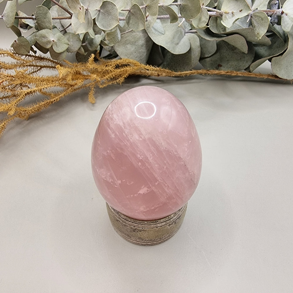 Rose quartz crystal egg