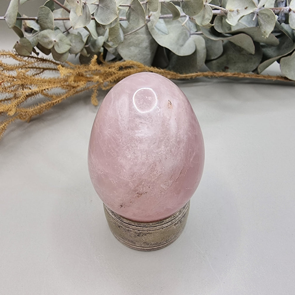 Rose quartz crystal egg