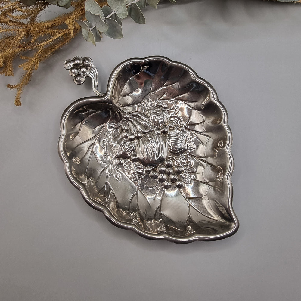 Hugo silver plated leaf/heart dish