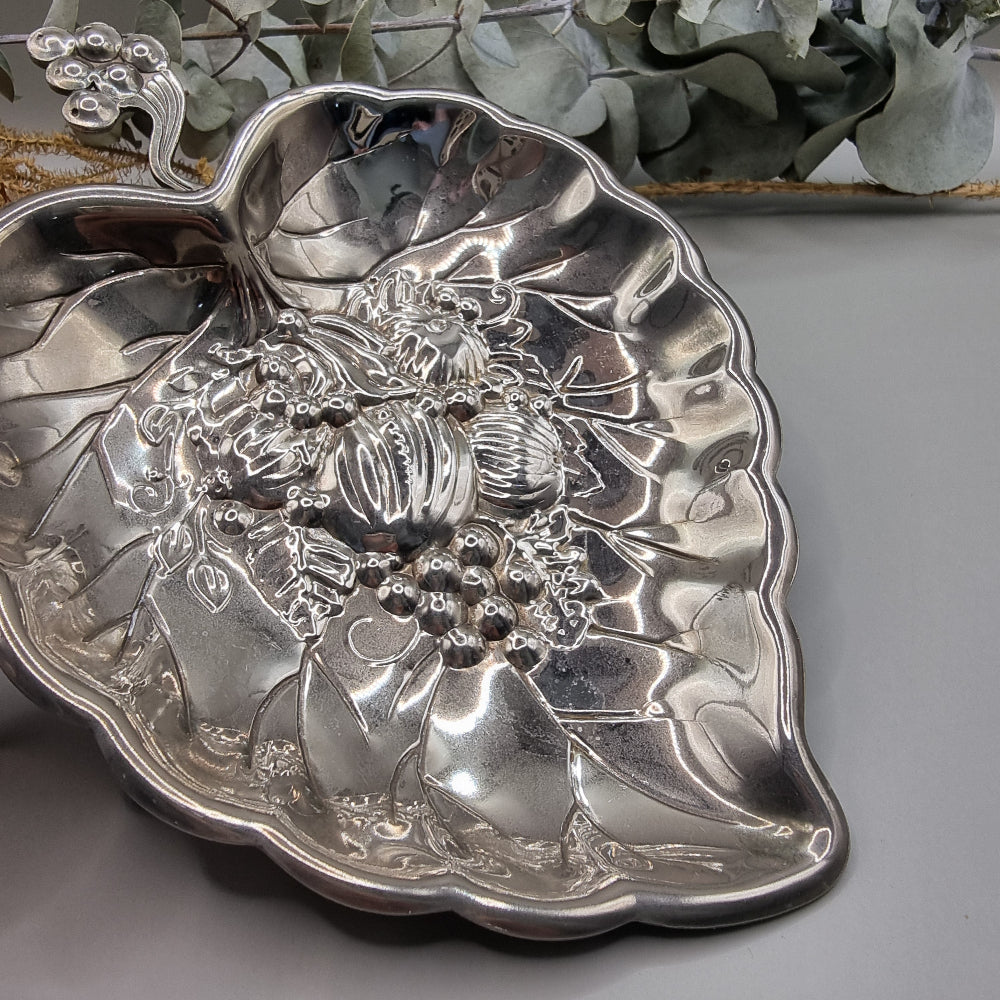 Hugo silver plated leaf/heart dish