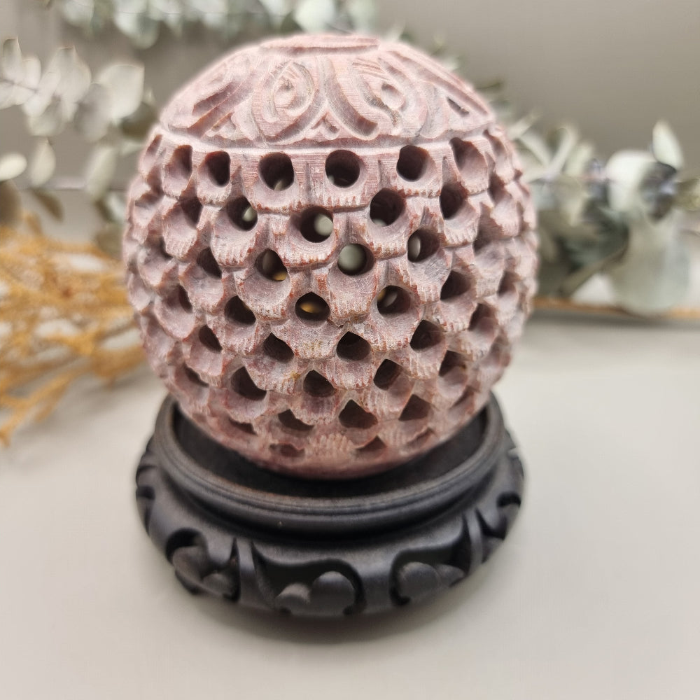 Hand carved soapstone tealight candle holder