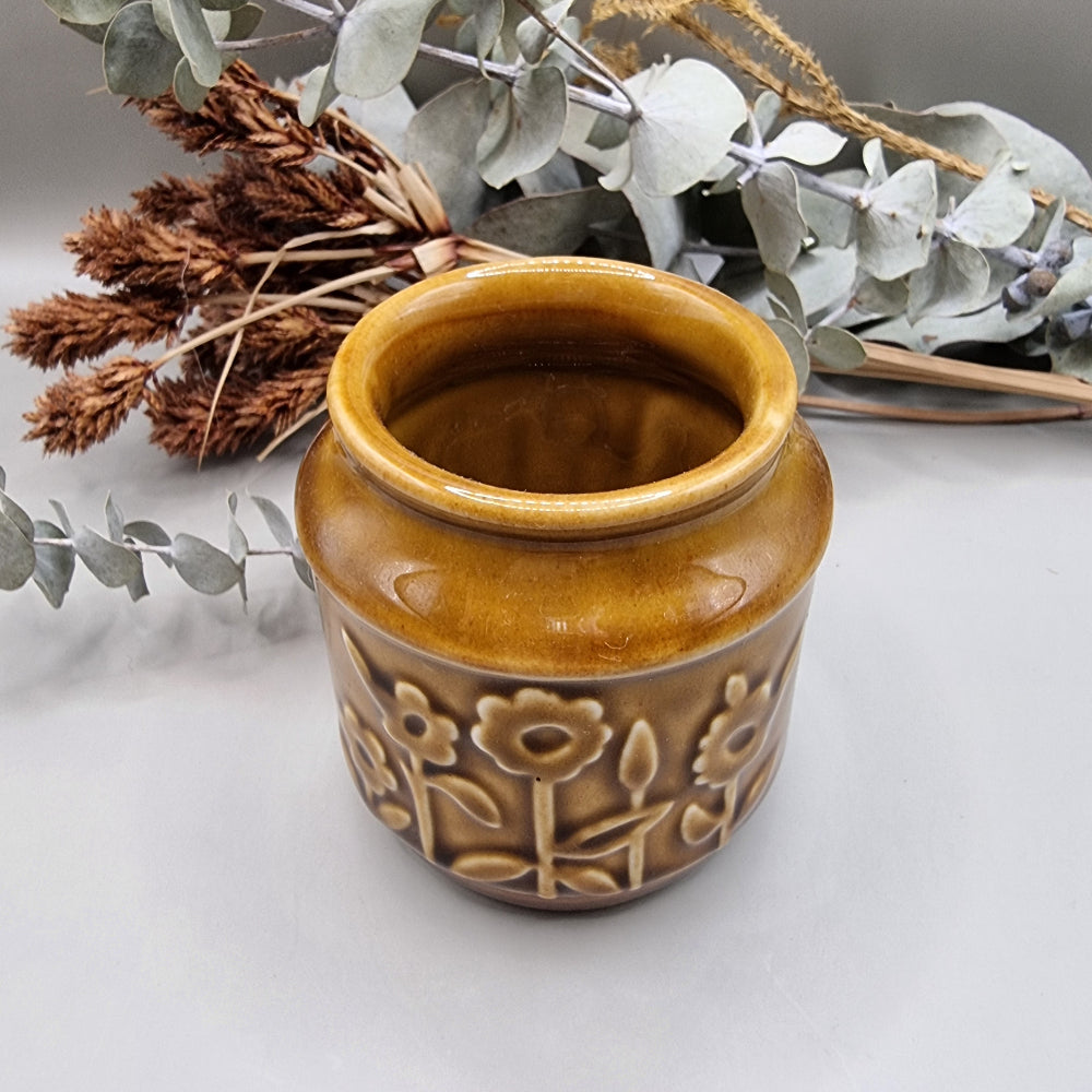 Crown Lynn honey glaze sunflowers pot