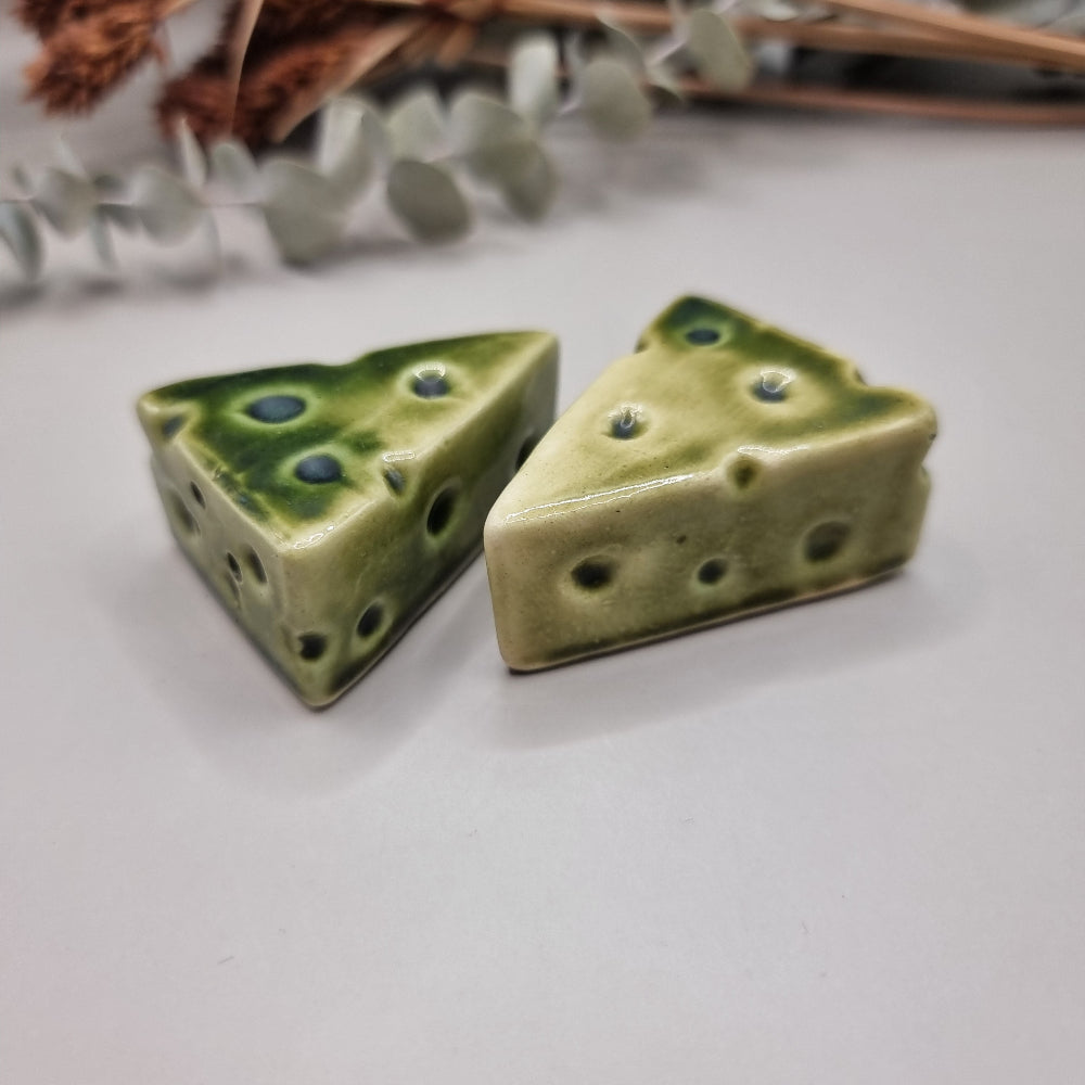 Vintage green cheese salt and pepper shakers
