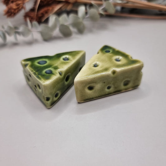 Vintage green cheese salt and pepper shakers