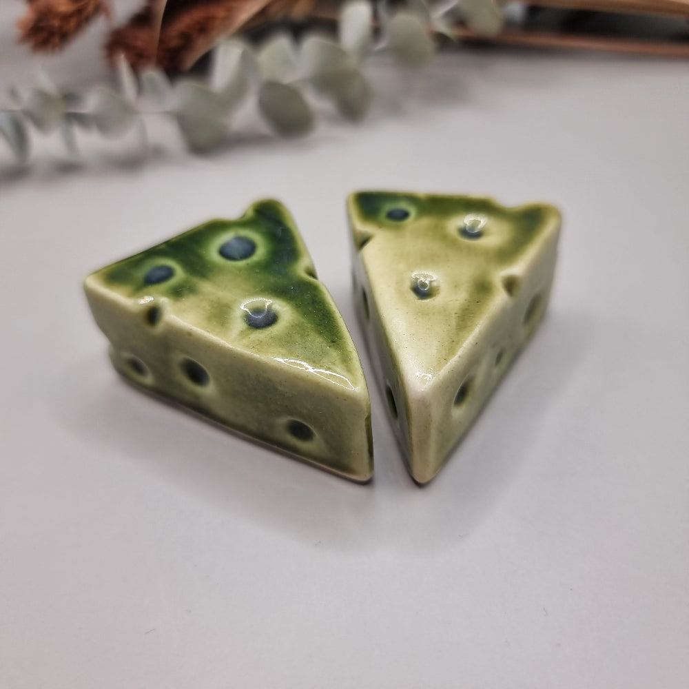Vintage green cheese salt and pepper shakers