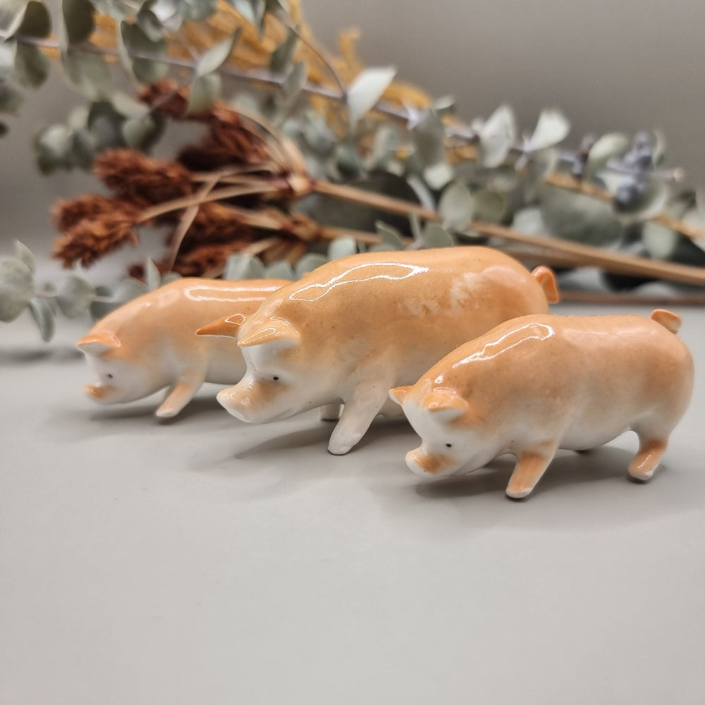 Vintage Japanese porcelain miniature pig set
