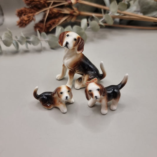 Vintage Japanese porcelain miniature dog set