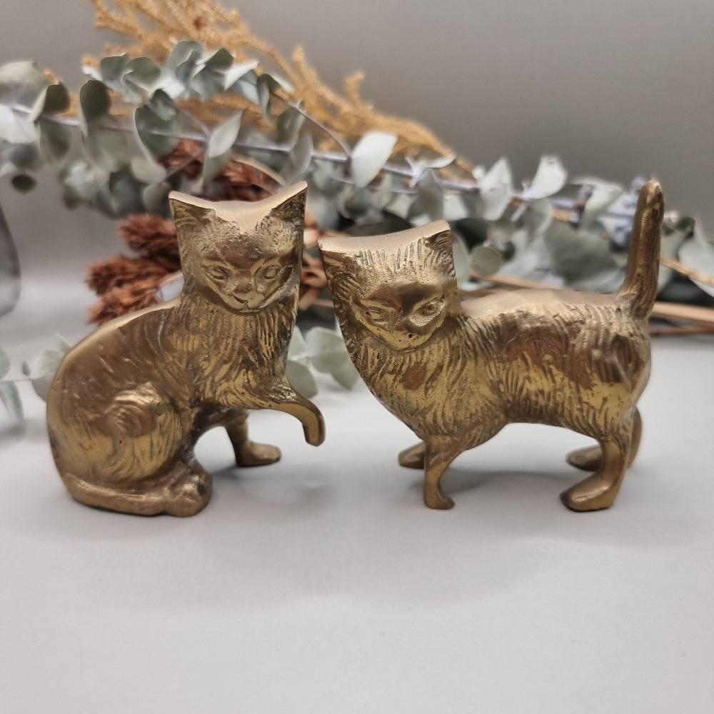 Cutest brass cat duo