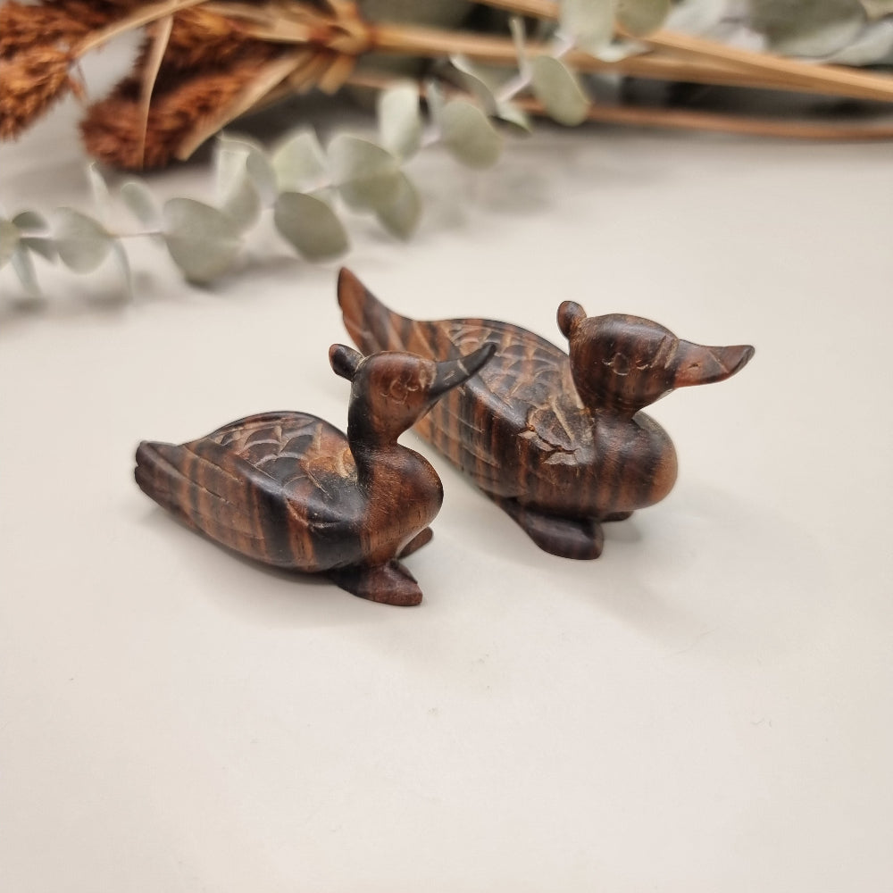 Miniature wooden duck carvings