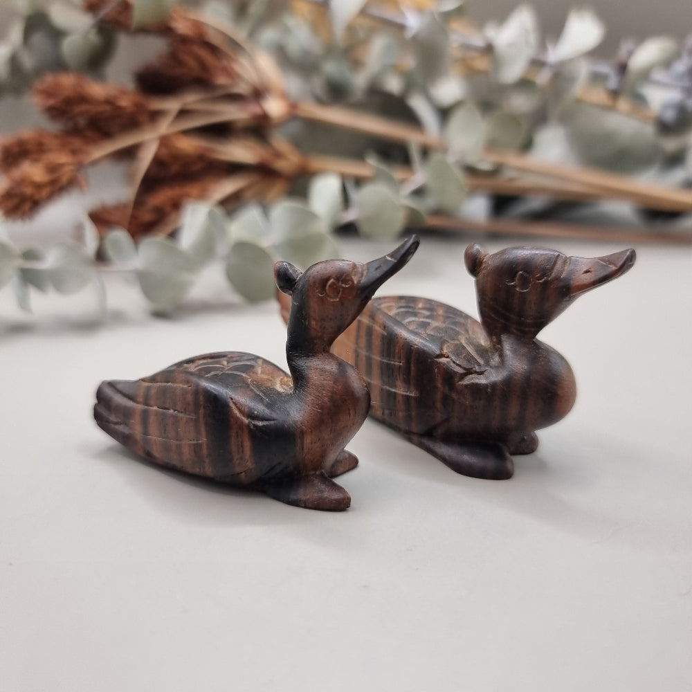 Miniature wooden duck carvings