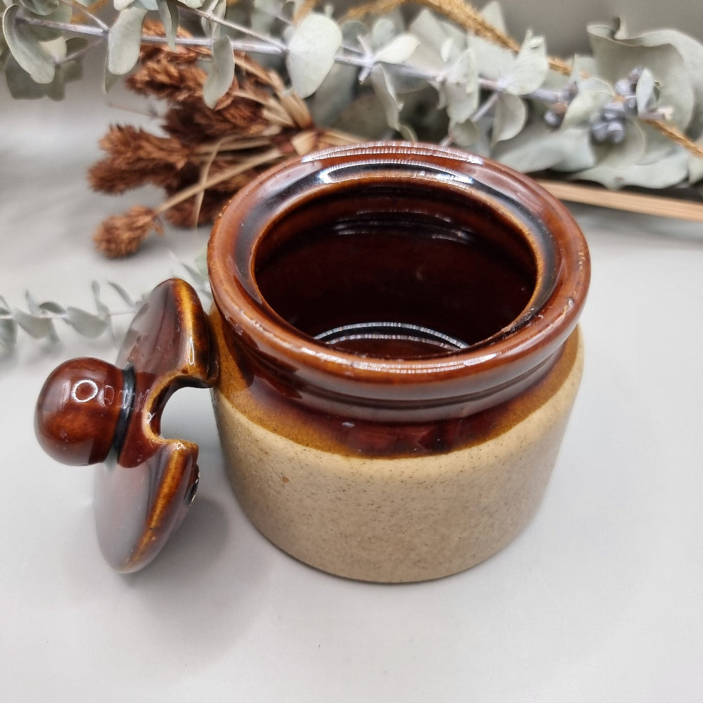 Vintage stoneware 2 tone sugar bowl