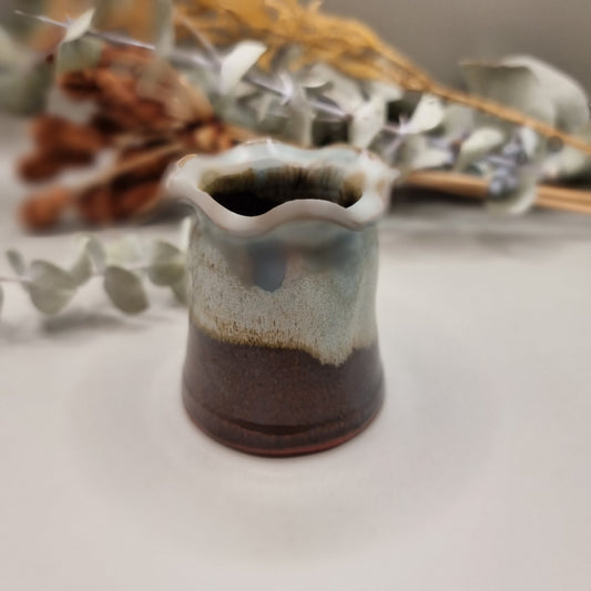 NZ Studio pottery ruffle rim vase signed HB Norsewood