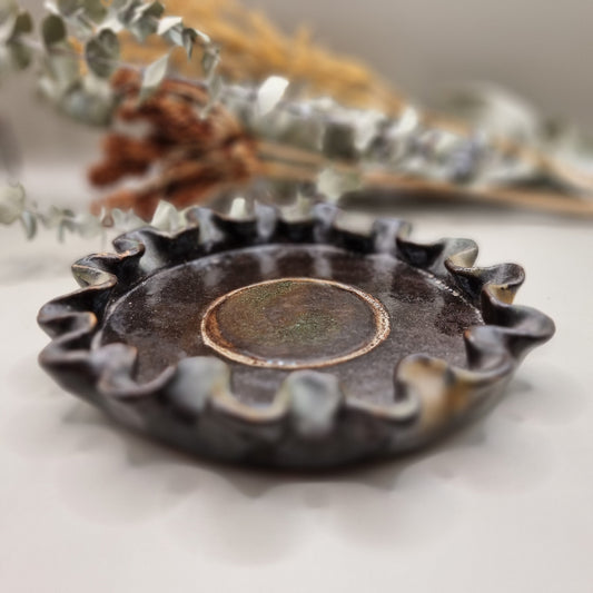 Handcrafted ceramic ruffled edge plate