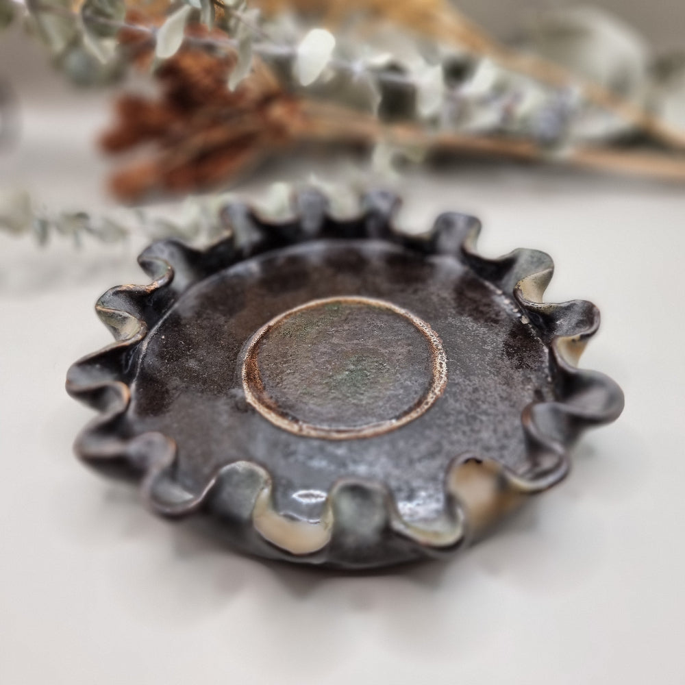 Handcrafted ceramic ruffled edge plate