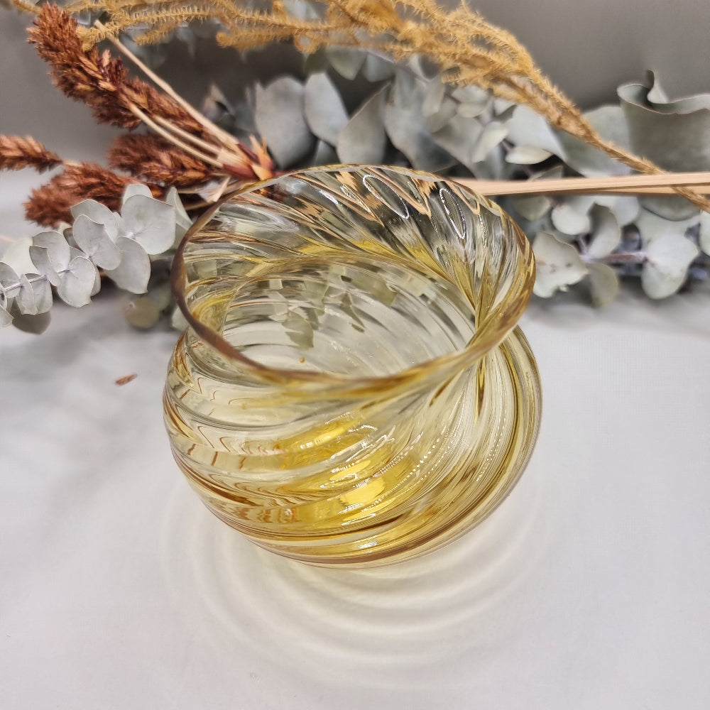 Swirled Amber Art Glass Vase