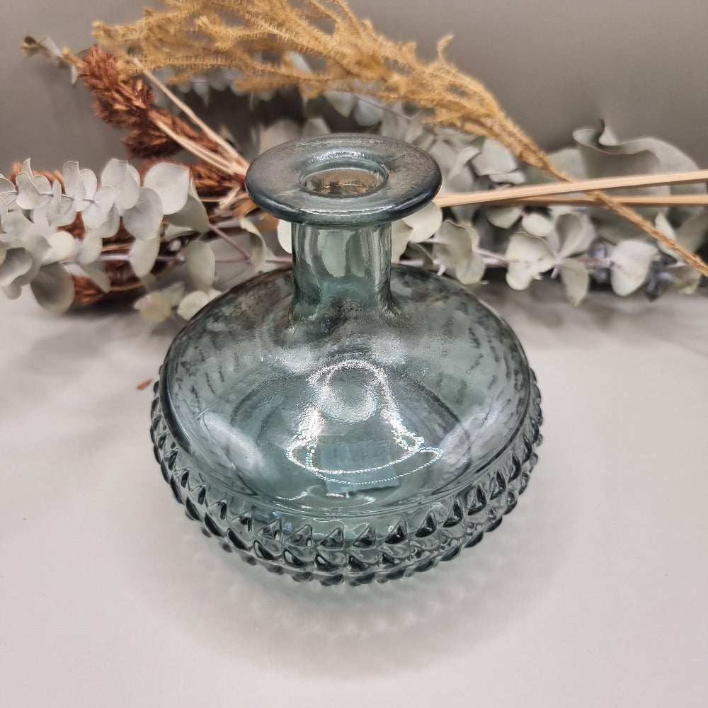 Textured Blue Glass Bud Vase