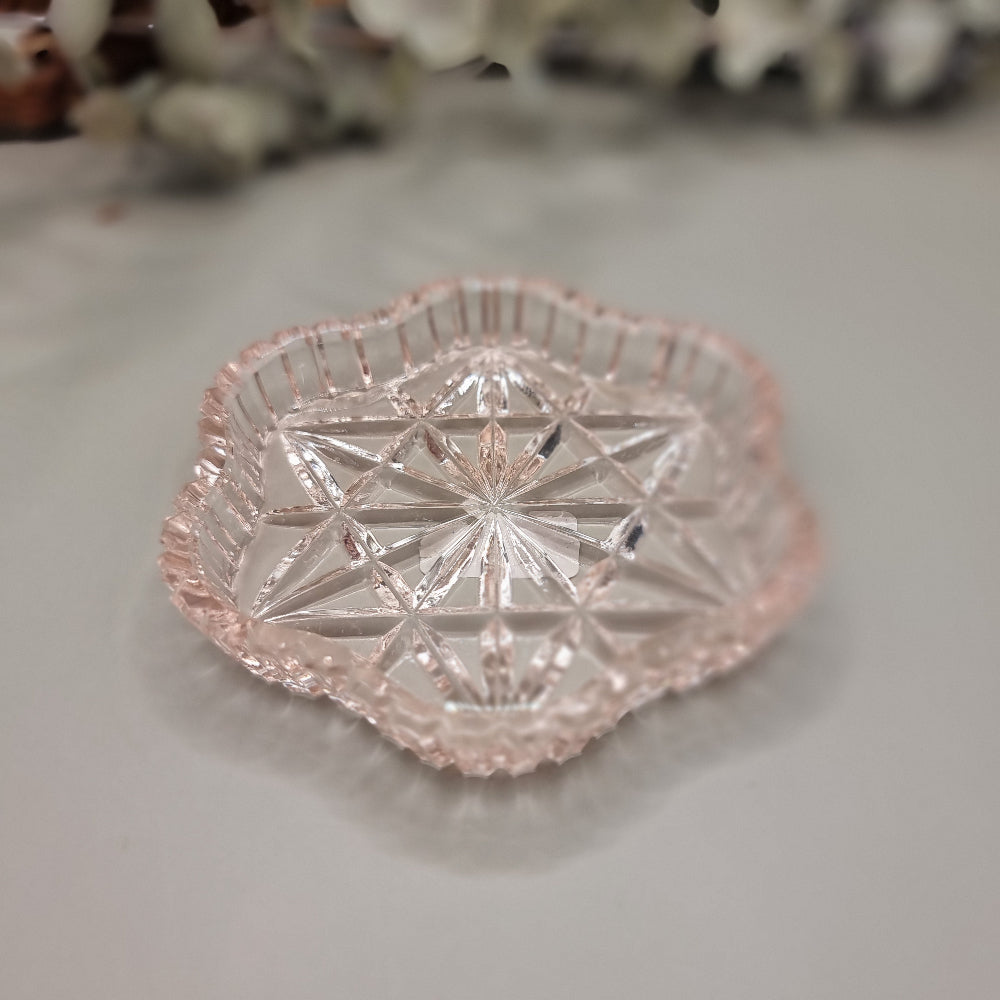 Vintage Pink Pressed Glass Trinket Dish