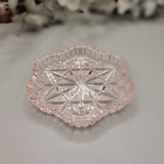 Vintage Pink Pressed Glass Trinket Dish