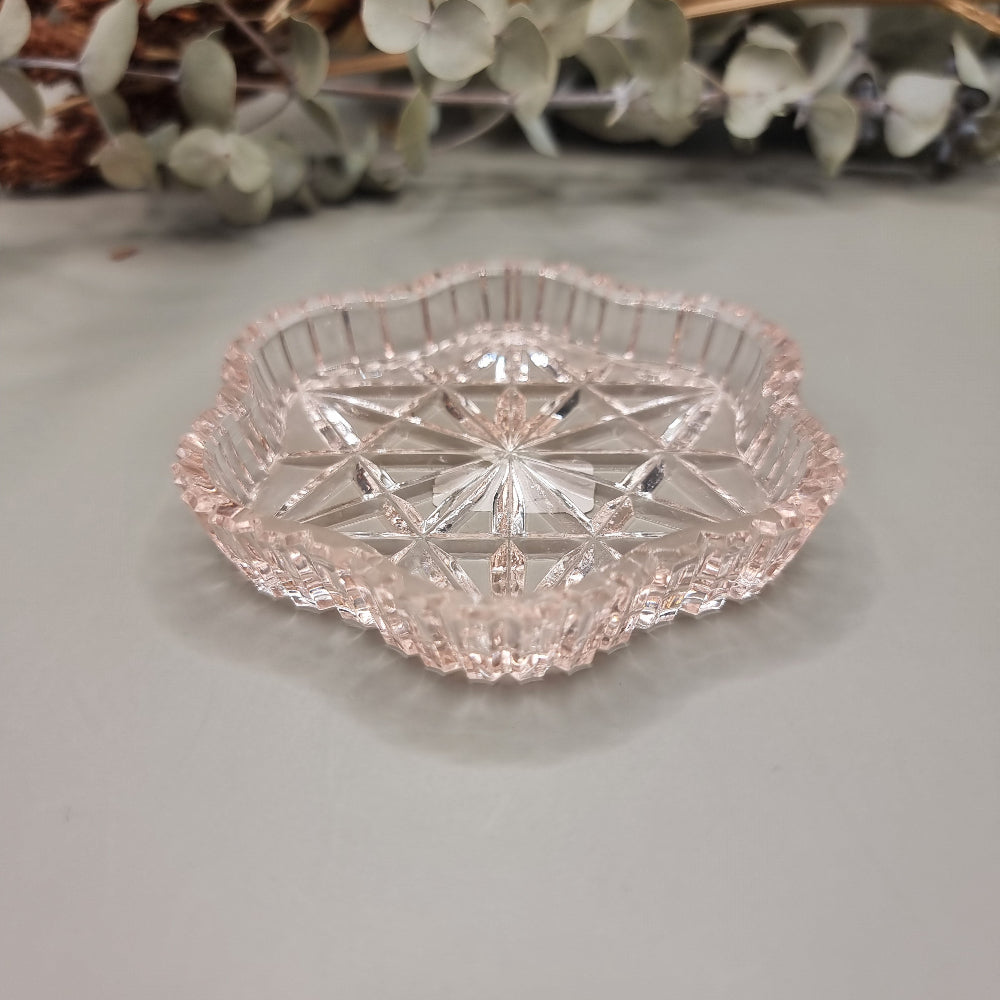 Vintage Pink Pressed Glass Trinket Dish
