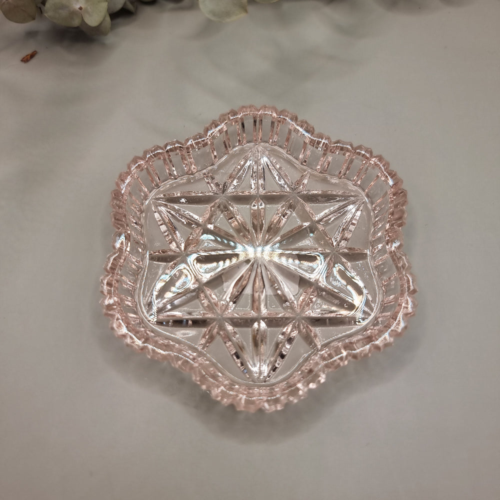 Vintage Pink Pressed Glass Trinket Dish