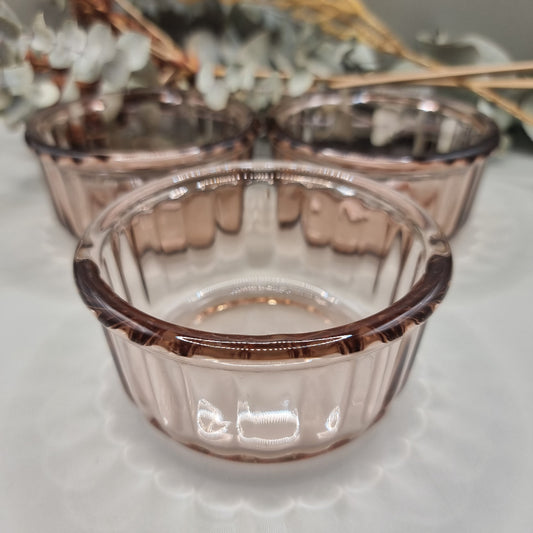 Set of 3 vintage pink glass ramekins