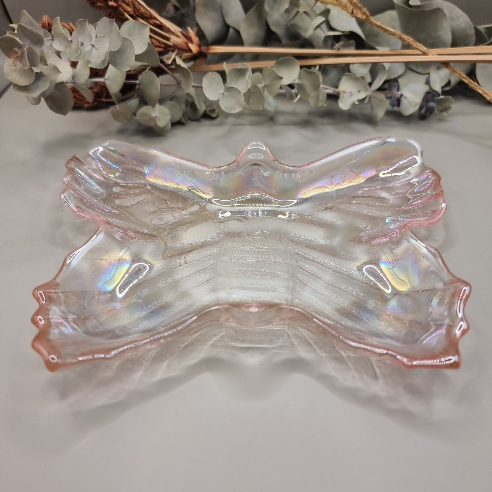 Pair of Vintage Iridescent Butterfly Dishes