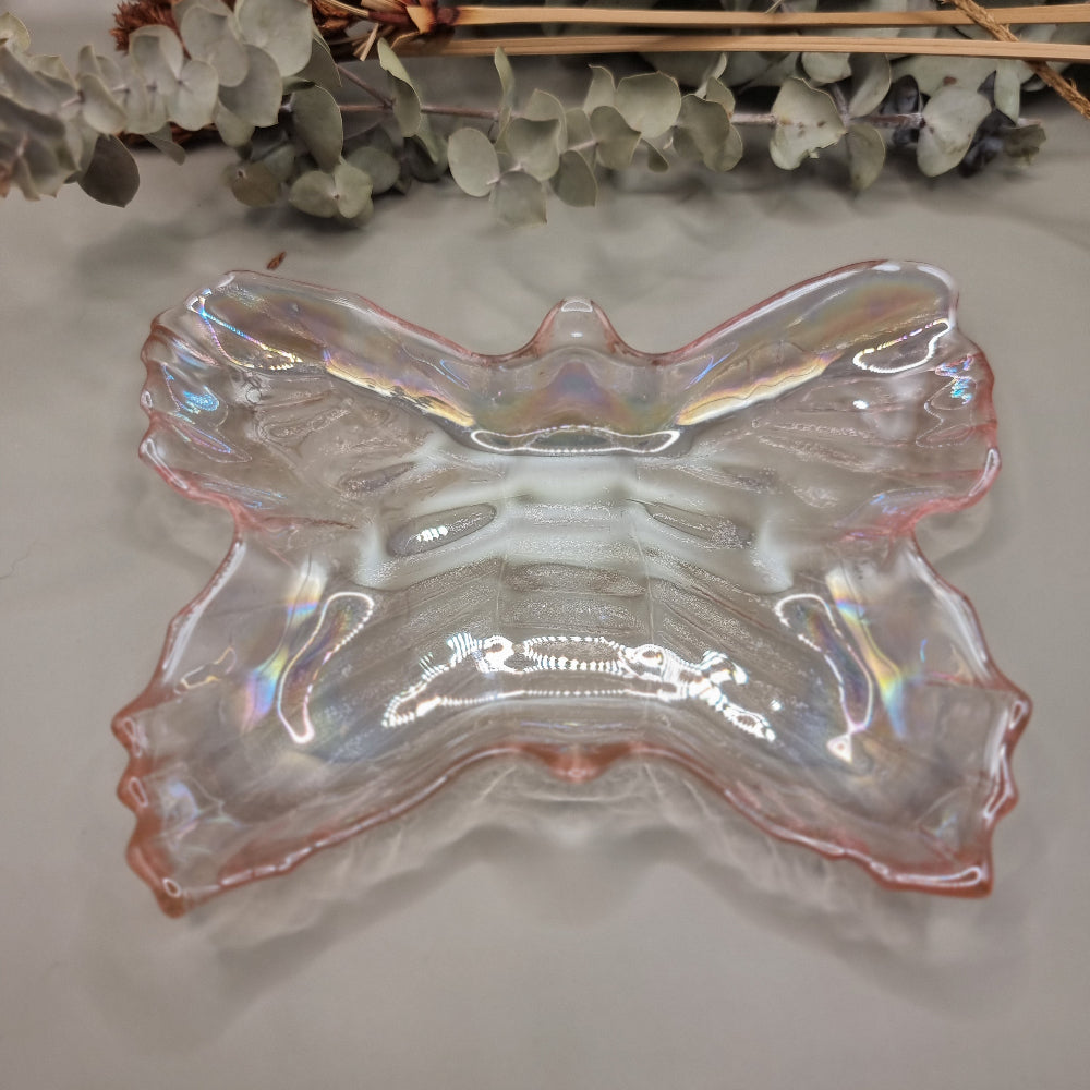 Pair of Vintage Iridescent Butterfly Dishes