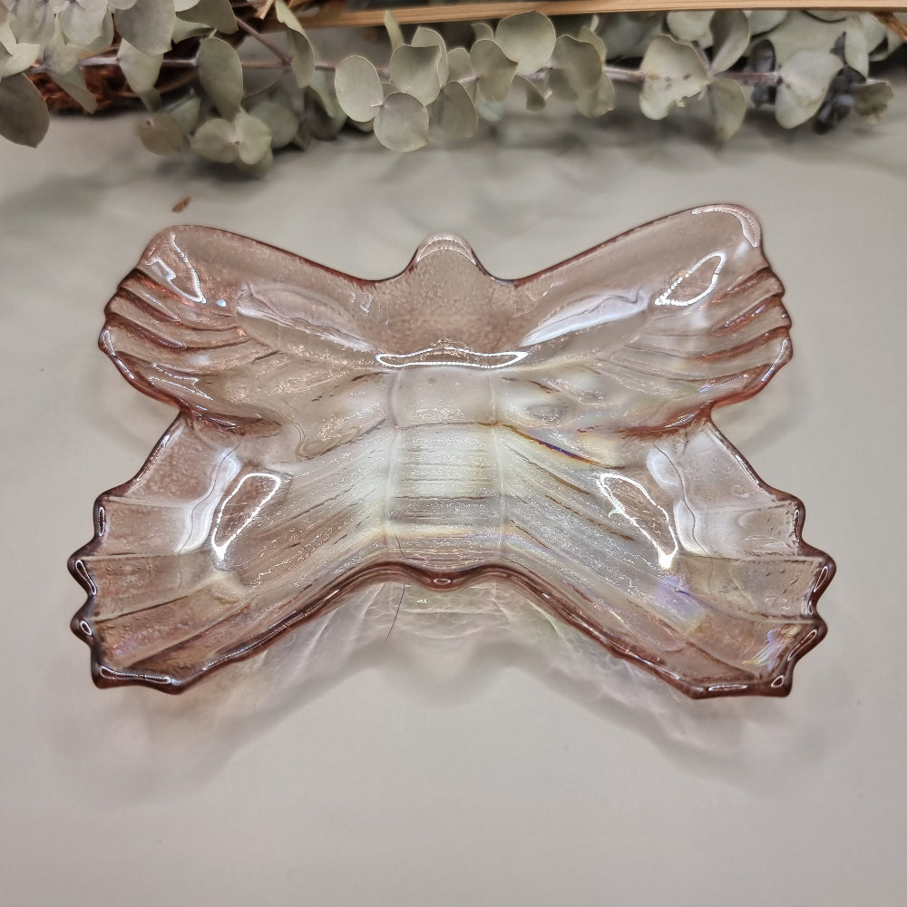 Pair of Vintage Iridescent Butterfly Dishes