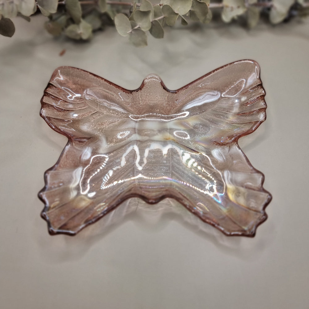 Pair of Vintage Iridescent Butterfly Dishes