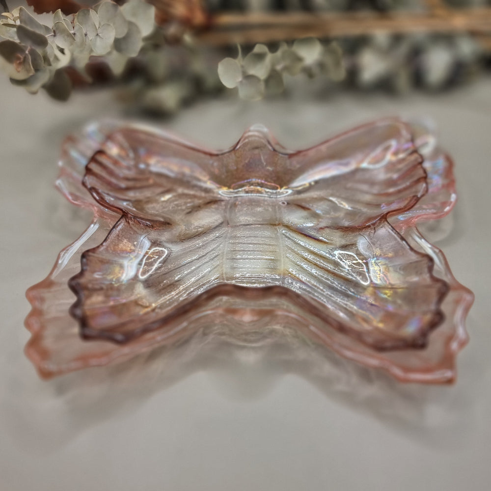 Pair of Vintage Iridescent Butterfly Dishes