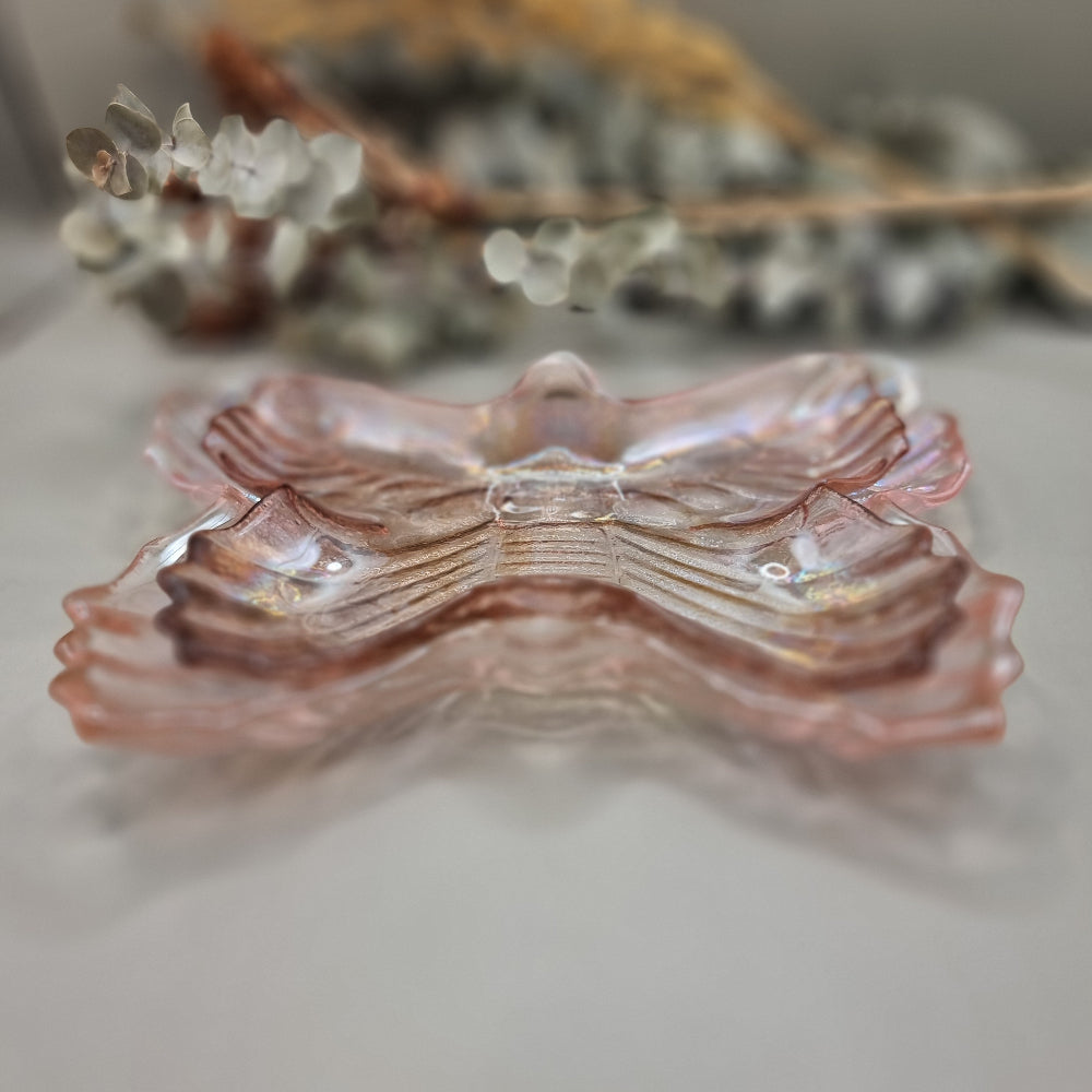 Pair of Vintage Iridescent Butterfly Dishes