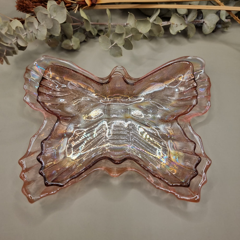 Pair of Vintage Iridescent Butterfly Dishes