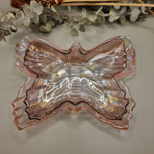 Pair of Vintage Iridescent Butterfly Dishes